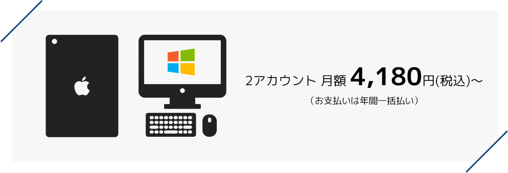 2アカウント 月額 4,180円(税込)（お支払いは年間一括払い）